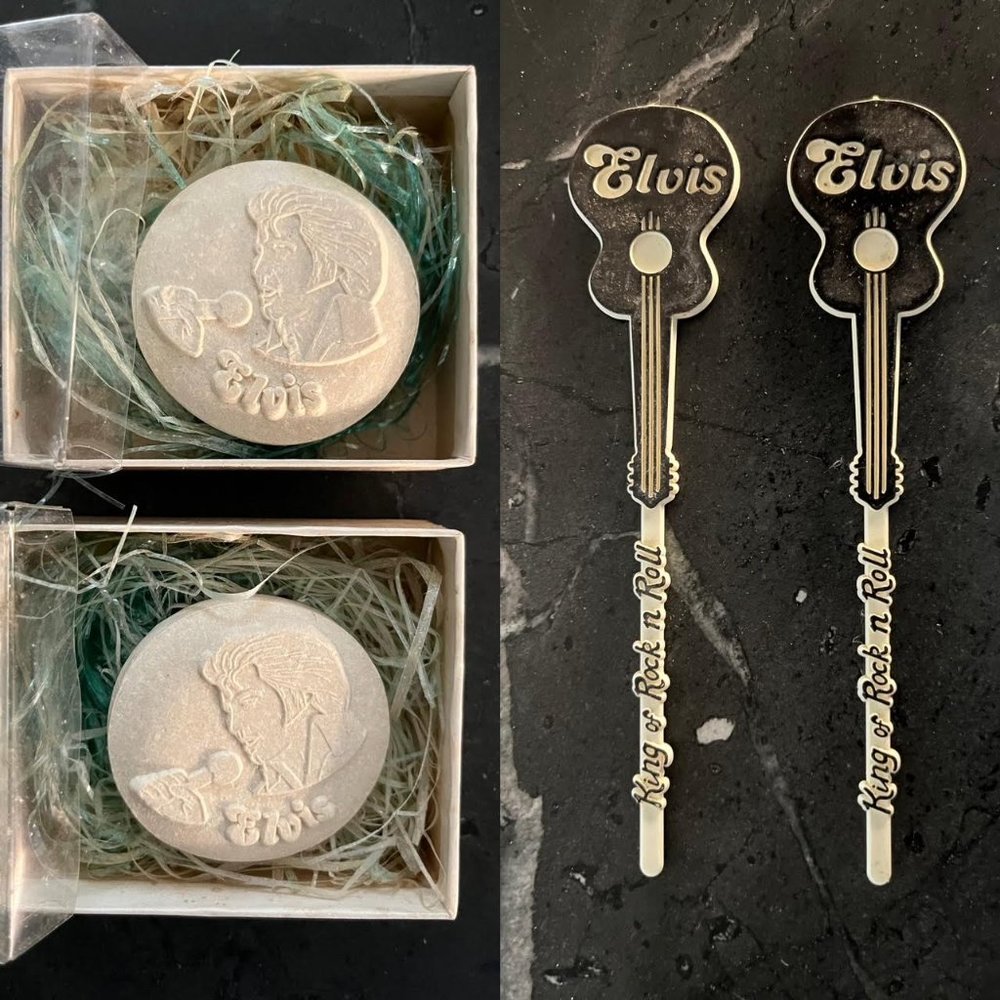 Vintage Elvis Presley Memorabilias Soap Relief Impression & Stir Sticks